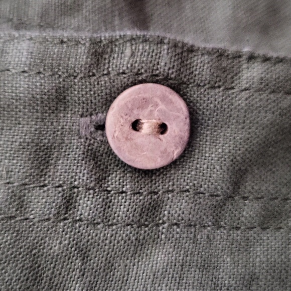 Hannah Canvas Large Olive Short Sleeve Button-up Blouse 100% Linen - Picture 5 of 9